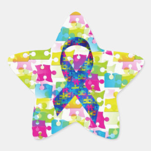 Autism Stjärnformat Klistermärke