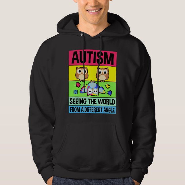 Autism Stöd Pusselbit Autism Medvetenhet Ugglor  Hoodie (Framsida)