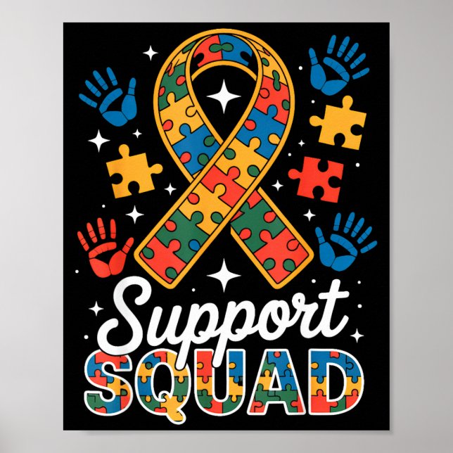 Autism stödtrupp pussel banderoll medvetenhet  poster (Framsidan)