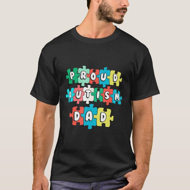 Autism-stolt Autism Pappa T Shirt (Framsida)