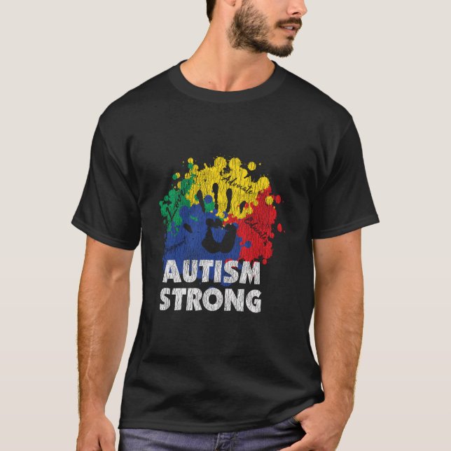 Autism Stolt Stark Autistisk Medvetenhet T Shirt (Framsida)