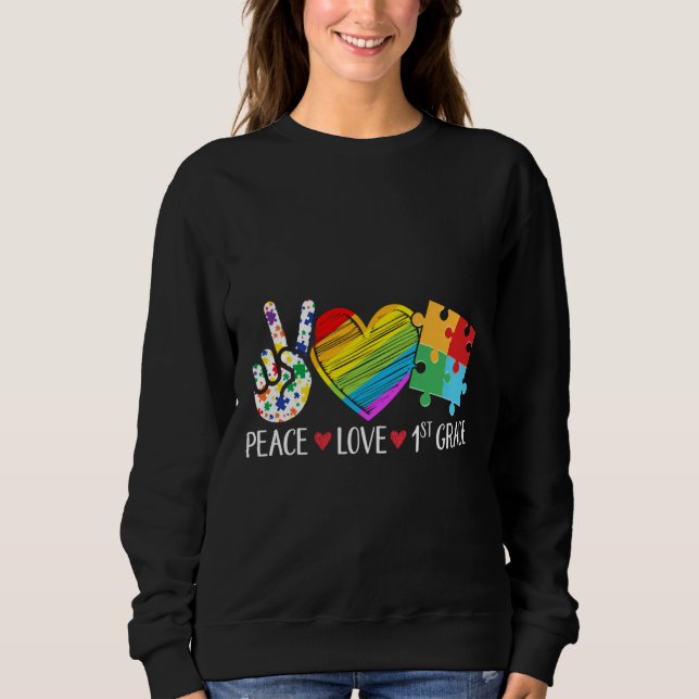 Autism Student Lärare Kids Peace Kärlek Autism Fir T Shirt (Framsida)