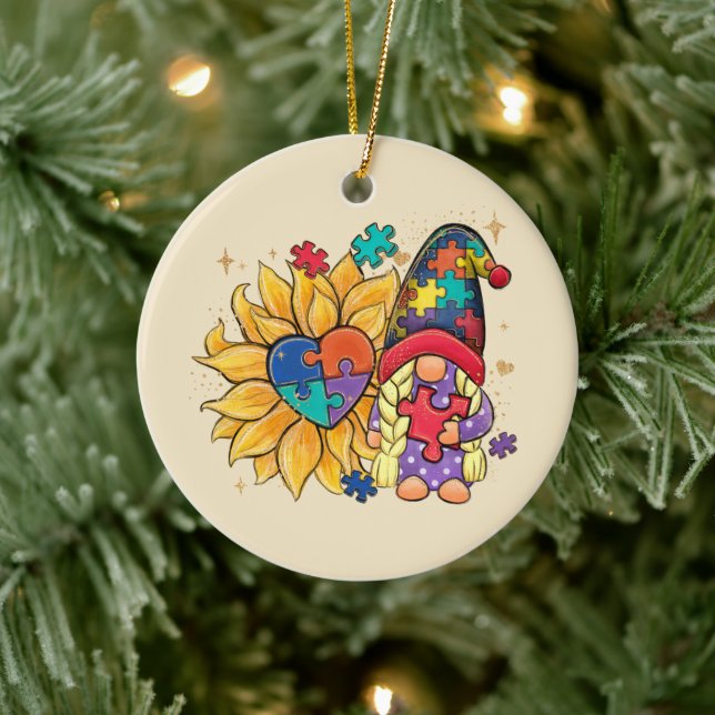 Autism SunblomGnome Julgransprydnad Keramik (Träd)