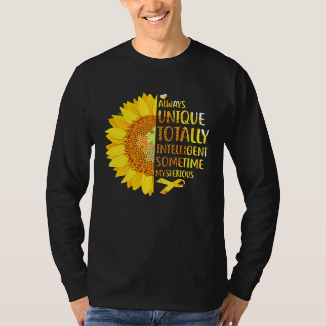 Autism Sunflower Unique Totally Intelligent Myster T Shirt (Framsida)