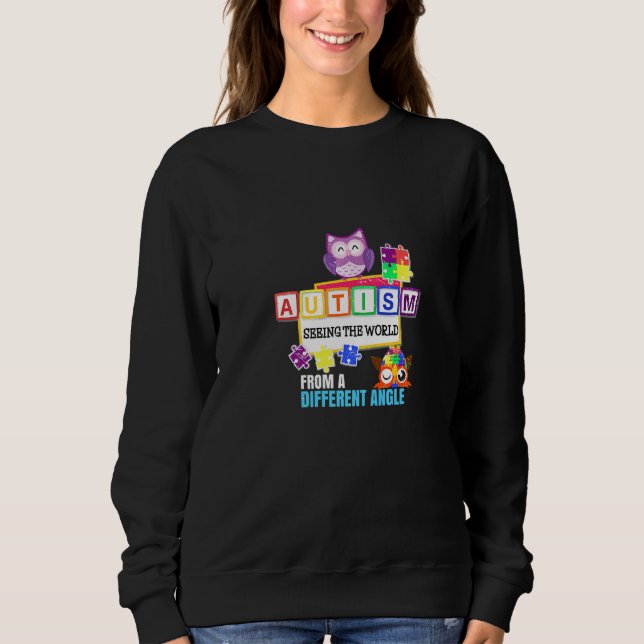 Autism Support Puzzle Biet Austim Awareness Uggla T Shirt (Framsida)