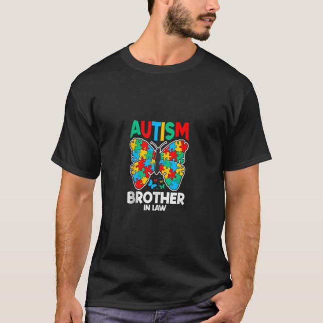 Autism Svärbror Fjäril Medvetenhet Pussel P T Shirt (Framsida)