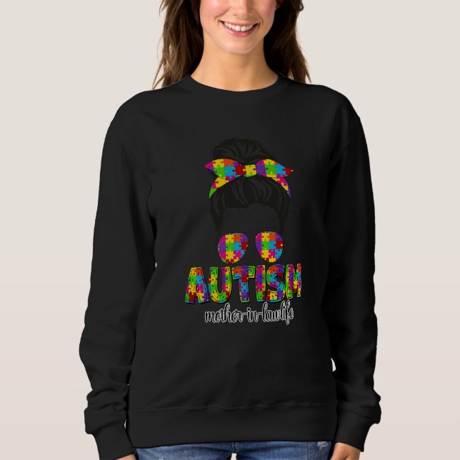 Autism Svärmor Messy Bun Puzzle Sunglasses M T Shirt (Framsida)