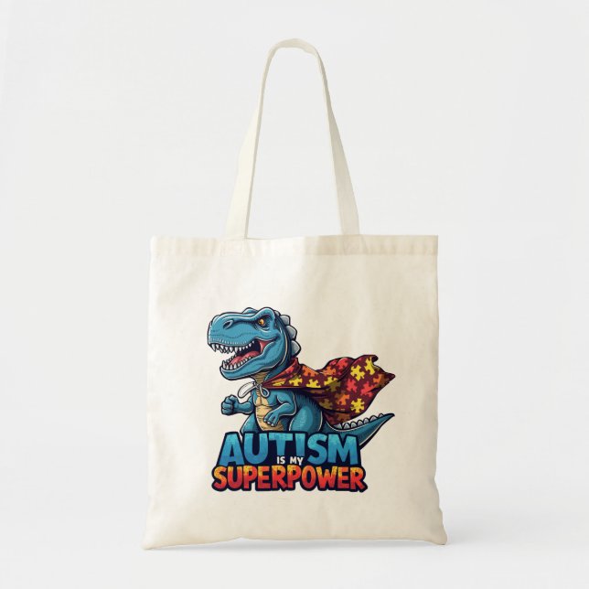 Autism T-Rex Superpower Awareness Tygkasse (Framsidan)