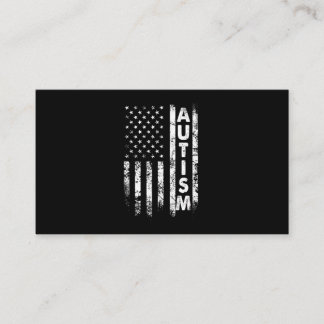 Autism T-Shirt American Flagga Grunge Visitkort