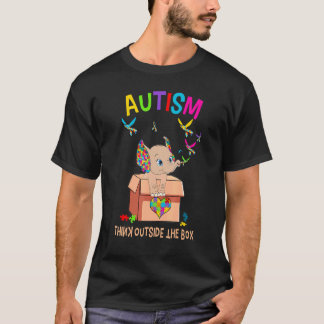 Autism Tänk Utanför Boxen Söt Elefant Autism  T Shirt