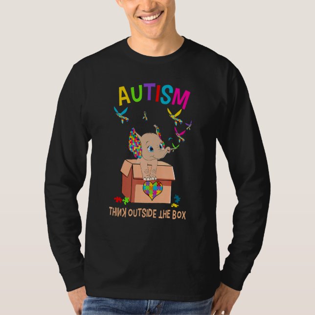 Autism Tänka utanför lådan Cute Elephant Autism T Shirt (Framsida)