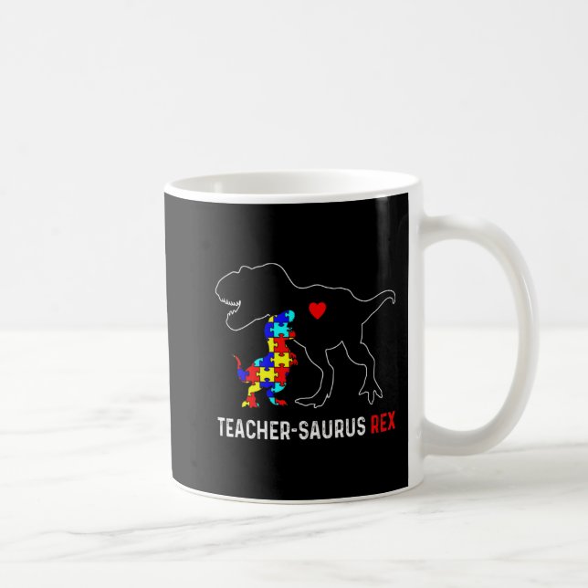 Autism Teacher Dinosaur Teachersaurus Rex Awarenes Kaffemugg (Höger)