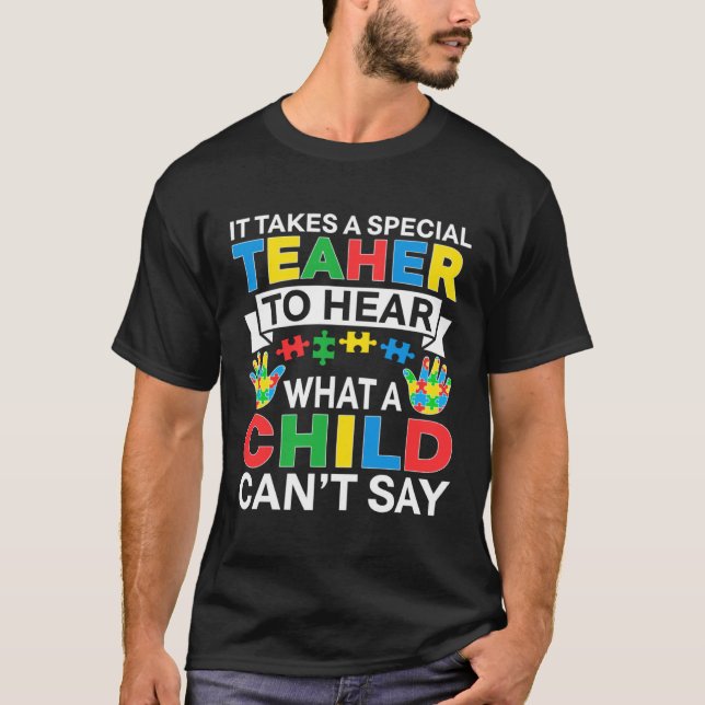 Autism Teacher Puzzle Piece Special Child Men Wome T Shirt (Framsida)