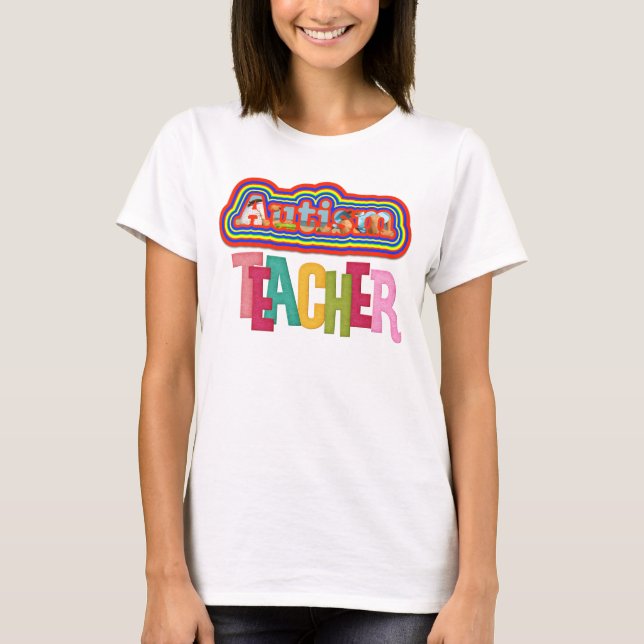 Autism Teacher V-Nacke Shirt T-shirt (Framsida)