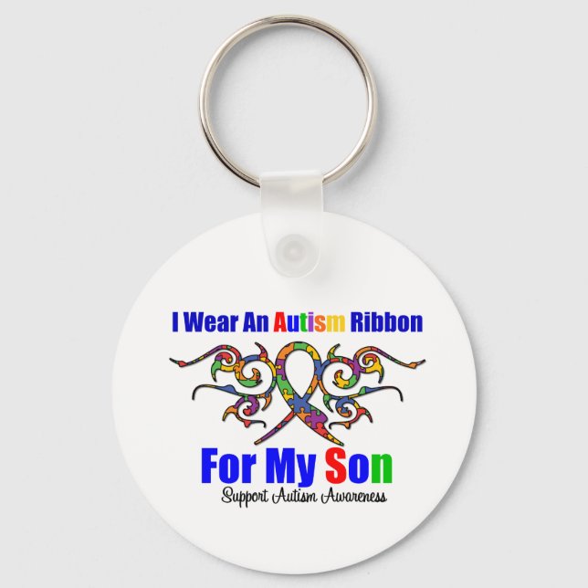 Autism Tribal Ribbon Son Nyckelring (Framsida)