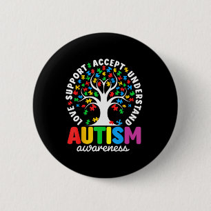 Autism Tröja Kärlek Acceptera Stödja Autistisk Aut Knapp