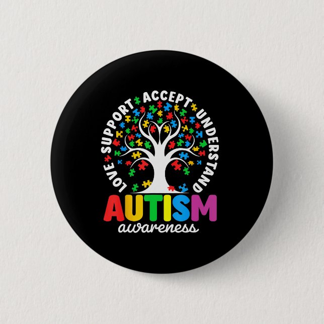 Autism Tröja Kärlek Acceptera Stödja Autistisk Aut Knapp (Framsida)