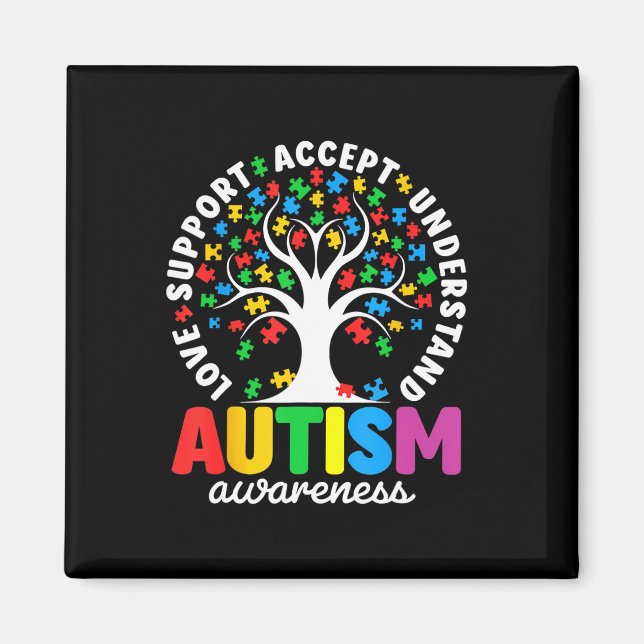 Autism Tröja Kärlek Acceptera Stödja Autistisk Aut Magnet (Framsidan)