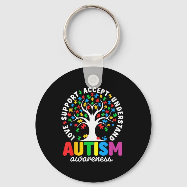 Autism Tröja Kärlek Acceptera Stödja Autistisk Aut Nyckelring (Framsida)