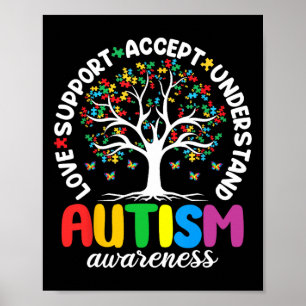 Autism Tröja Kärlek Acceptera Stödja Autistisk Aut Poster
