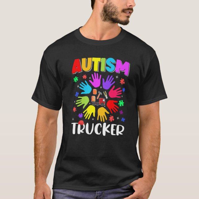 Autism Trucker Puzzle Autism Awareness Autistic Su T Shirt (Framsida)