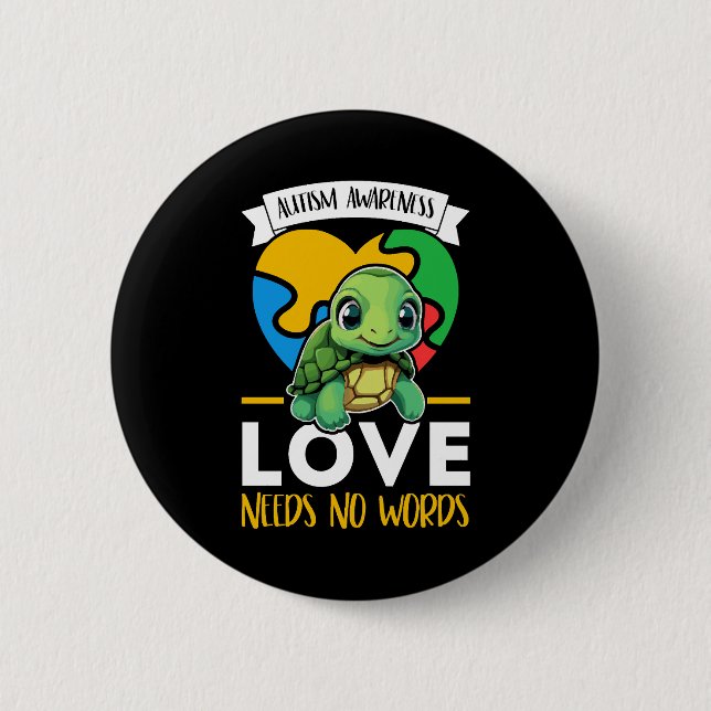 Autism Turtle Autistic Puzzle Autism Awareness Knapp (Framsida)