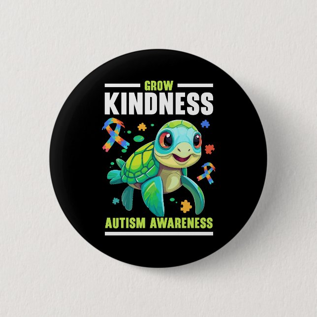 Autism Turtle Autistic Puzzle Autism Awareness Knapp (Framsida)