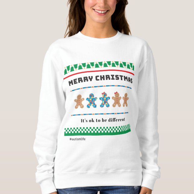 Autism Ugly Sweater T Shirt (Framsida)