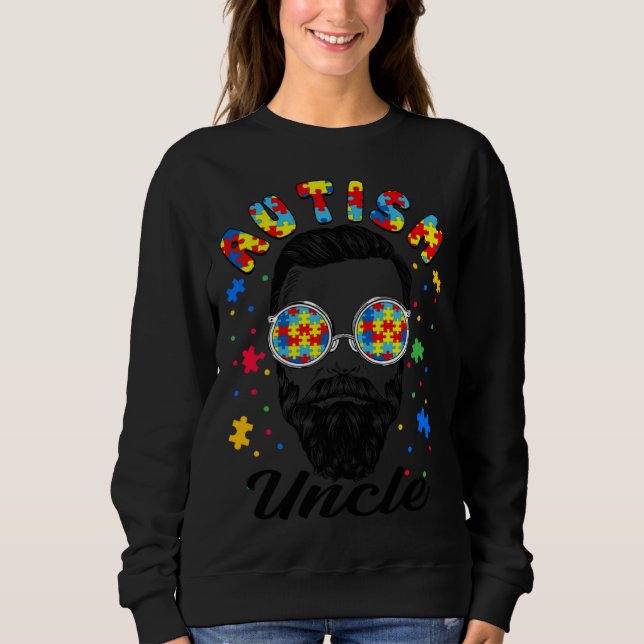 Autism Uncle Autism Awareness Family Matching Bear T Shirt (Framsida)