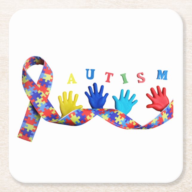 Autism Underlägg Papper Kvadrat (Framsidan)