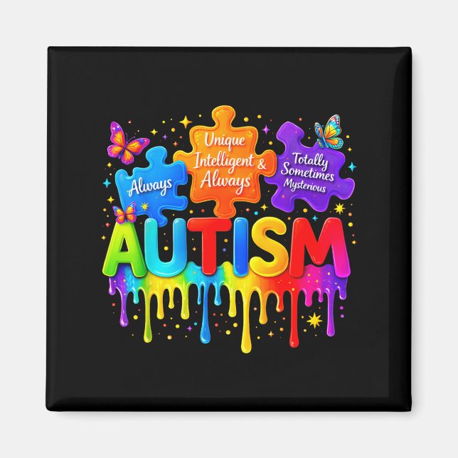 Autism unik intelligent alltid  magnet (Framsidan)