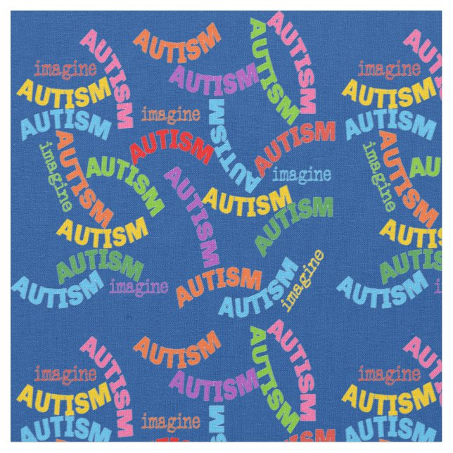 Autism Upprepa blå text Tyg (Närbild)
