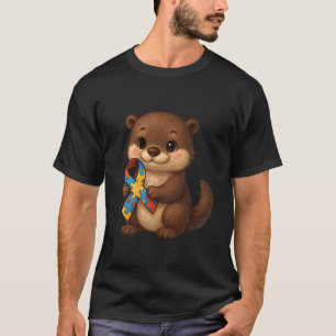 Autism Utter Medvetenhet Gul Röd Blå Djur Revben T Shirt