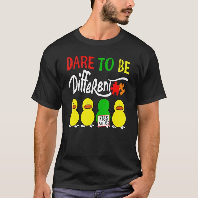 Autism våga vara annorlunda t shirt (Framsida)