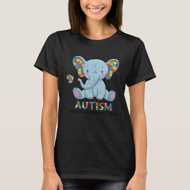 Autism Walking A Different Path Elephant Autism Aw T Shirt (Framsida)