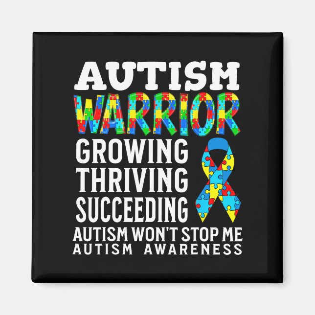 Autism Warrior Kids Puzzle Support Autism Awarenes Magnet (Framsidan)