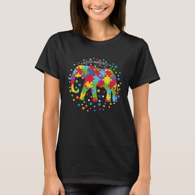 Autism  Women Men Elephant Support Autism Awarenes T Shirt (Framsida)