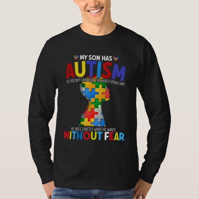 Autism  Women Men Family My Son Has Autism Awarene T Shirt (Framsida)