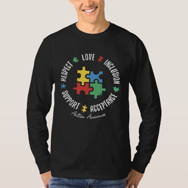 Autism  Women Men Respect Love Support Autism Awar T Shirt (Framsida)