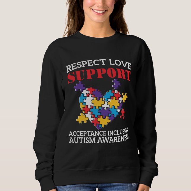 Autism  Women Men Respect Love Support Autism Awar T Shirt (Framsida)