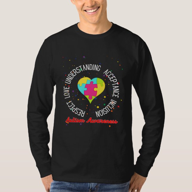 Autism Women Men Respect Love Support Autism Aware T Shirt (Framsida)