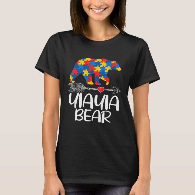Autism Yiayia Bear Autistic Support Autism Awarene T Shirt (Framsida)