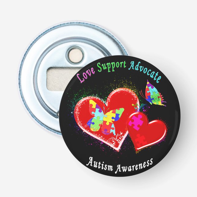 Autismfjärilar i hjärtor flasköppnare (Framsidan)