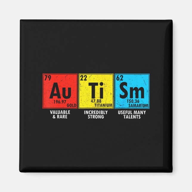 Autismmedvetande element periodiska systemet män k magnet (Framsidan)