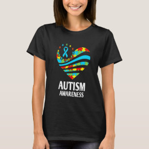 Autismmedvetande Kvinnor Hjärtat Stöd Autistiskt B T Shirt
