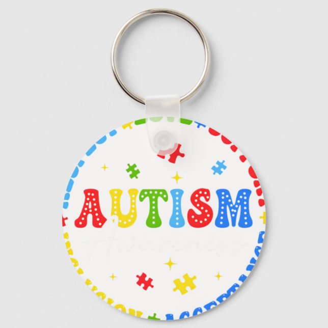 Autismmedvetande Respekt Kärlek Stöd Blå Autism  Nyckelring (Framsida)