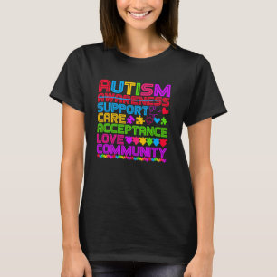 Autismmedvetande Stöd Vård Acceptans Gemenskap T Shirt