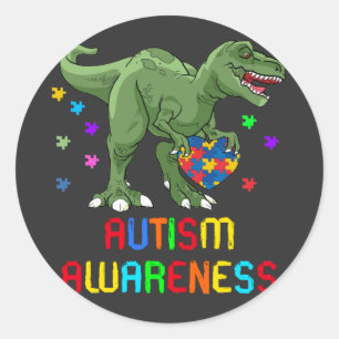 autismmedvetandehöjande dinosaur runt klistermärke