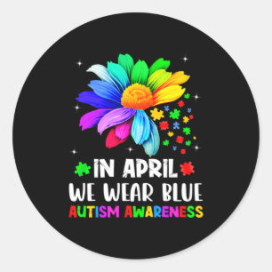Autismmedvetandemånad I April Vi Bär Blått Autis Runt Klistermärke