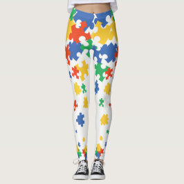 Autismmedvetandets Färgrika Pusselbitar Leggings
